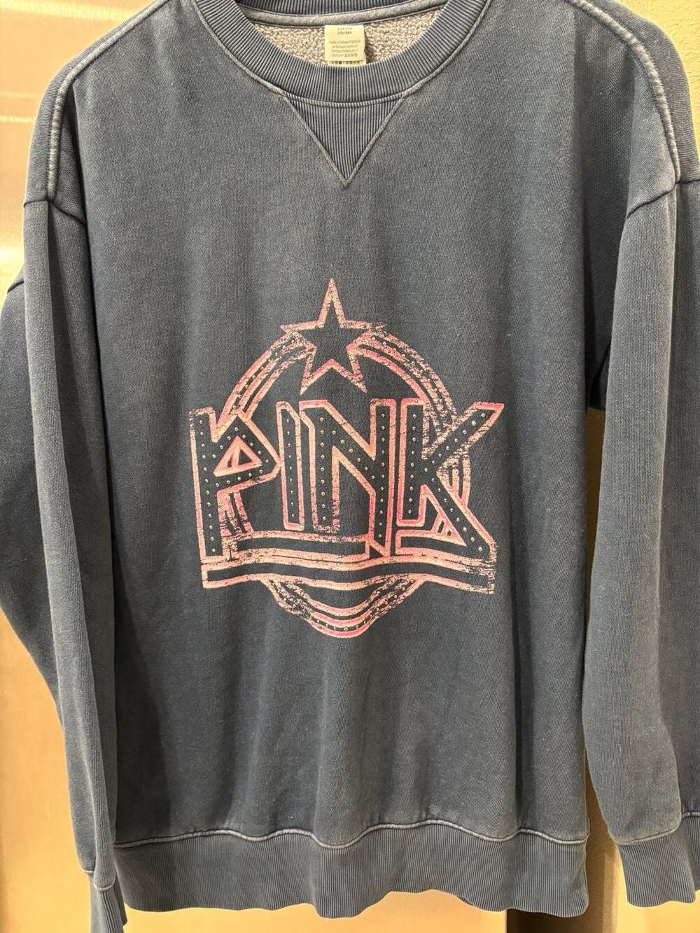 Victoria's Secret PINK Campus Rhinestone Crewneck Sweatshirt Blue
